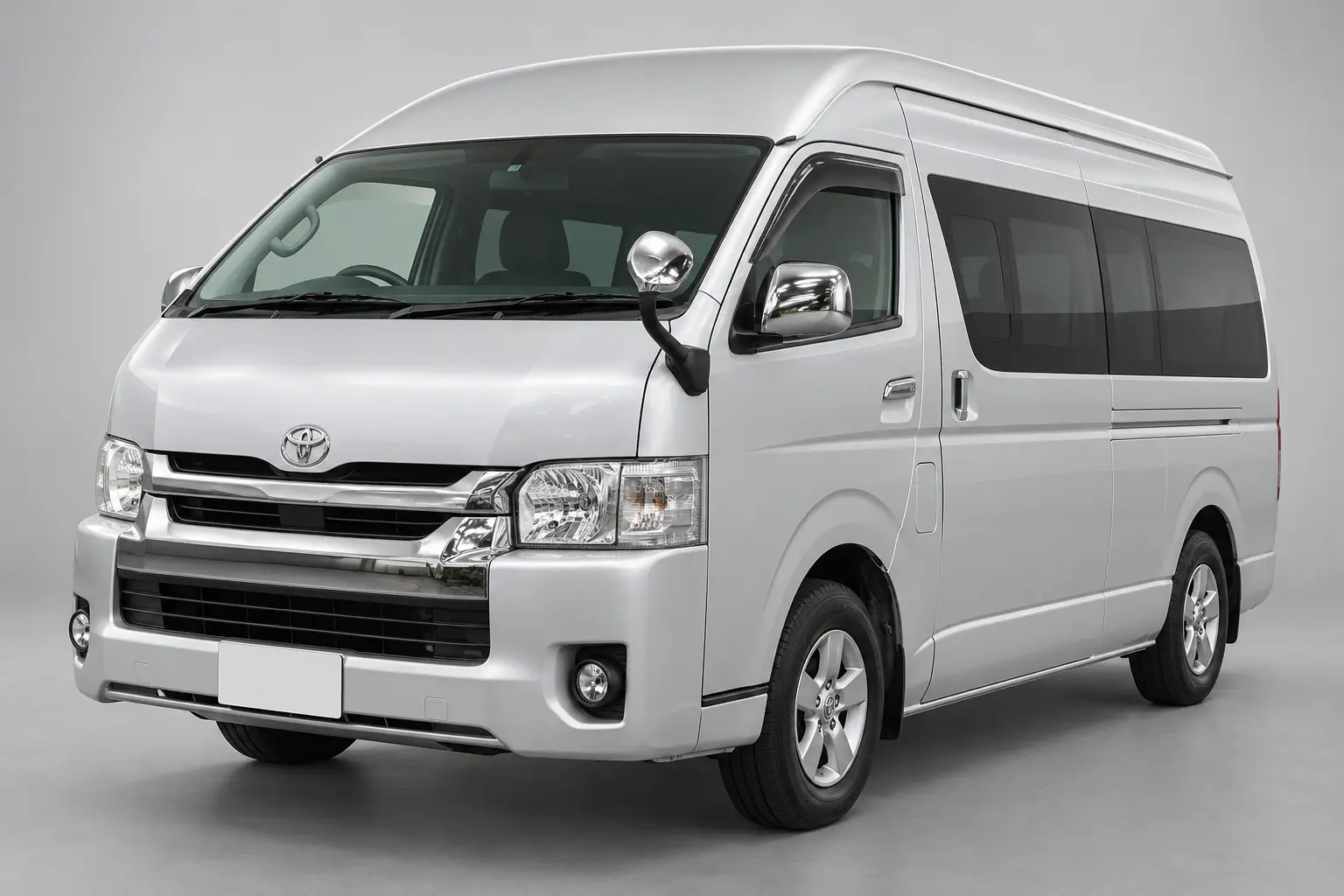 Silver Toyota HiAce high-roof van hire in Matale u2014 Amex Cabs group travel