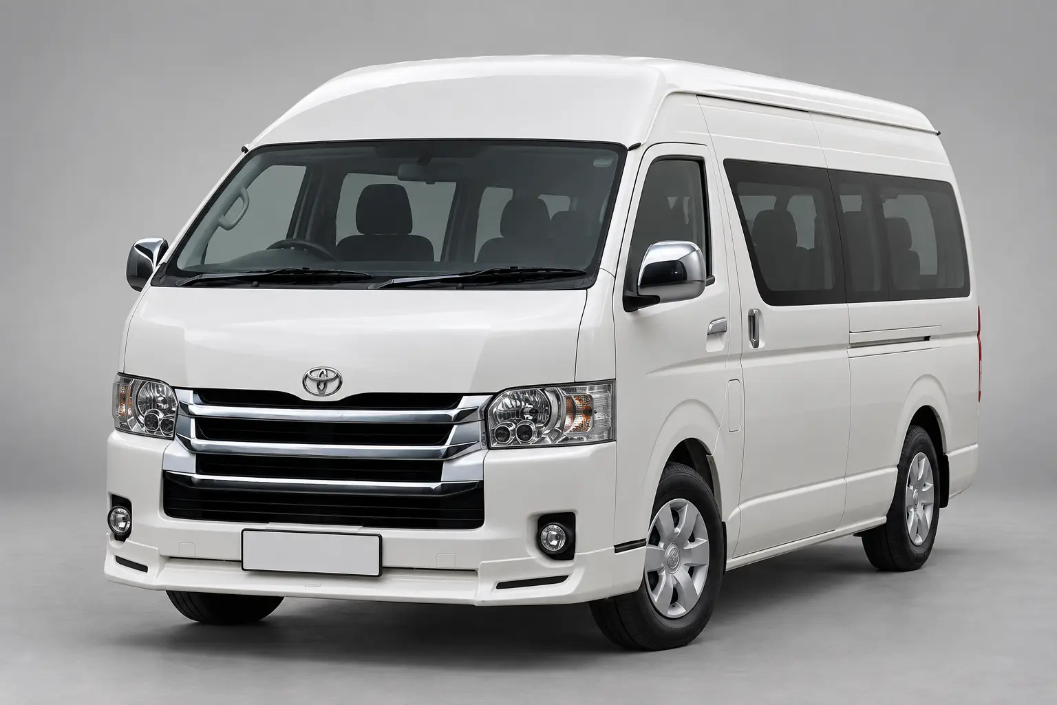 White Toyota HiAce van hire for tours and airport transfers in Matale