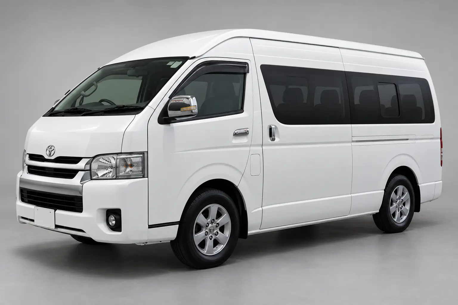 White Toyota HiAce high-roof van rental in Matale, Sri Lanka